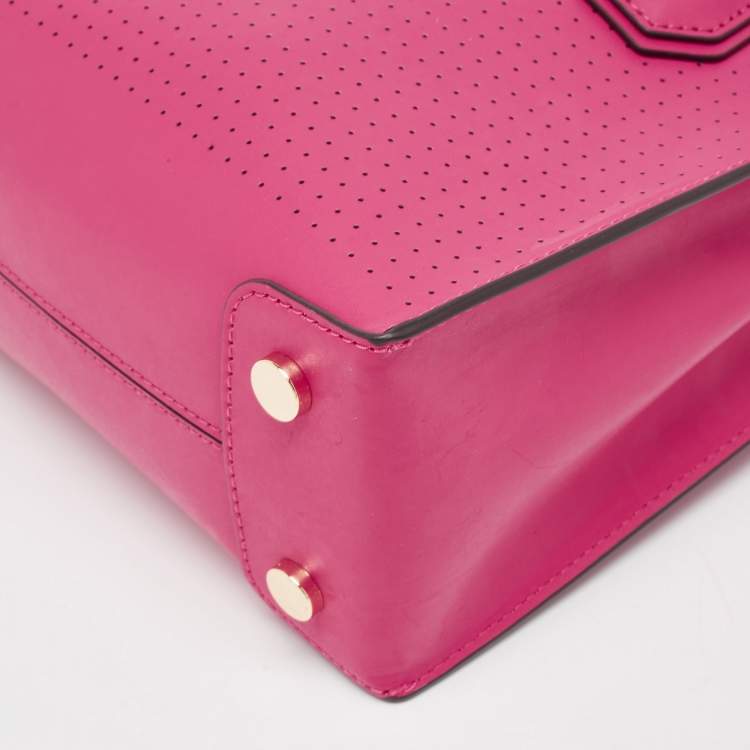 Pre Owned Michael Kors Ultra Pink Perforated Leather Medium Mercer Tote