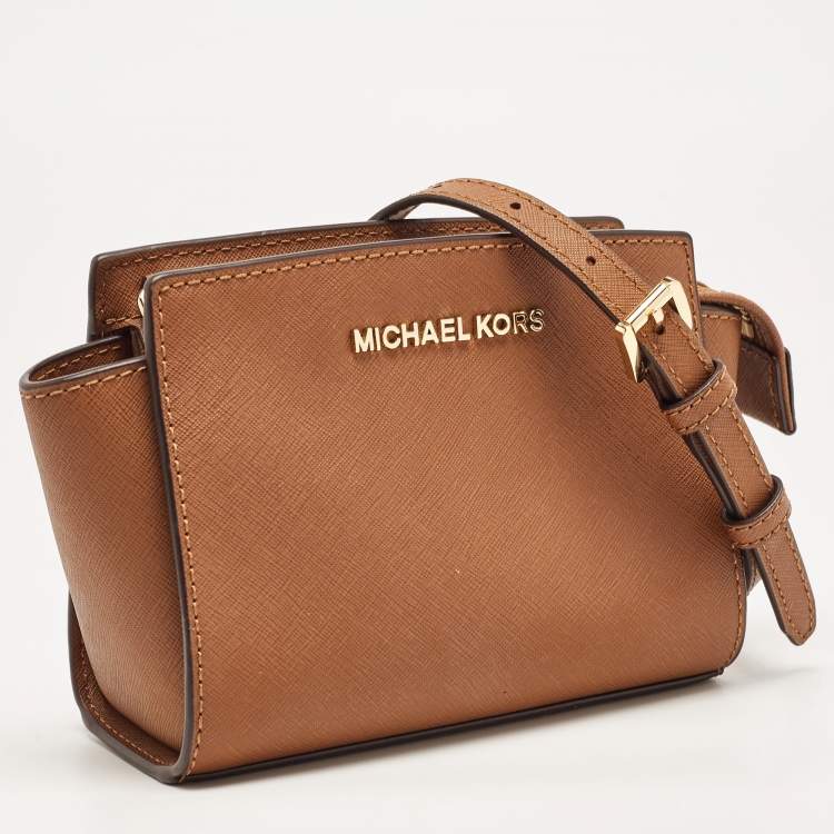 Pre Owned Michael Kors Brown Leather Mini Selma Crossbody Bag