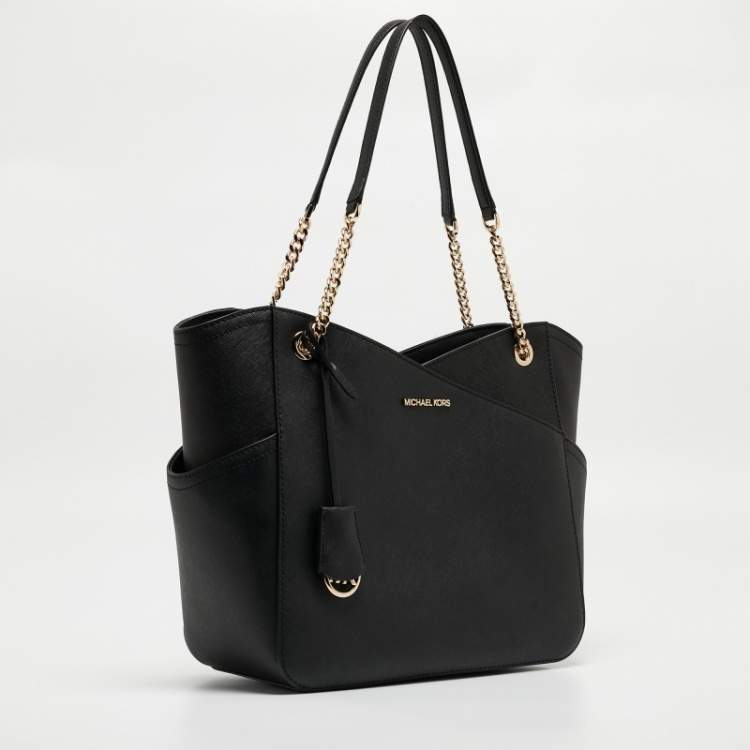 مملوكة مسبقًا Michael Kors Black Leather Large Jet Set Chain Tote