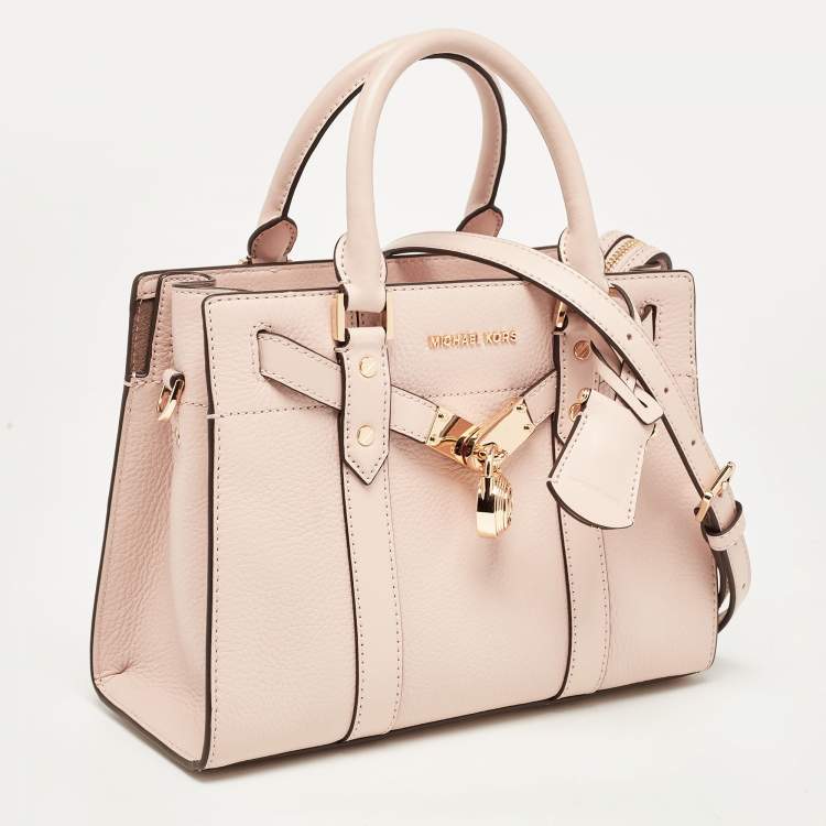 Pre Owned Michael Kors Pink Leather Small Nouveau Hamilton Satchel