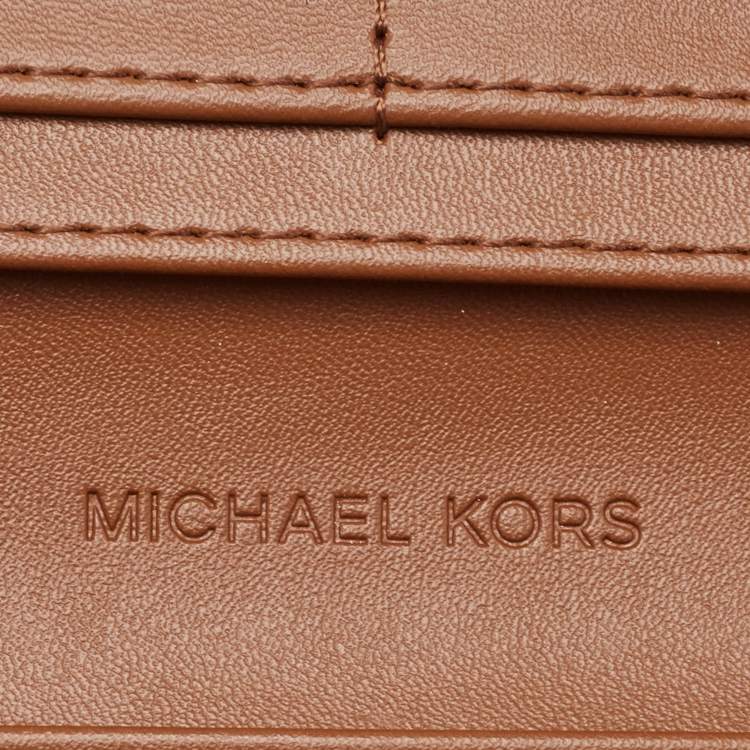 Pre Owned Michael Kors Brown Signature Coated Canvas Large Reed Wallet
