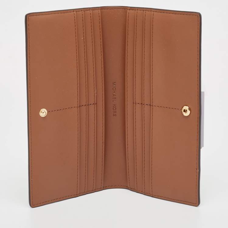 Pre Owned Michael Kors Brown Signature Coated Canvas Large Reed Wallet