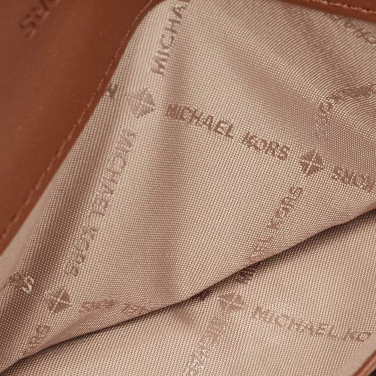 Pre Owned Michael Kors Brown Signature Coated Canvas Large Reed Wallet