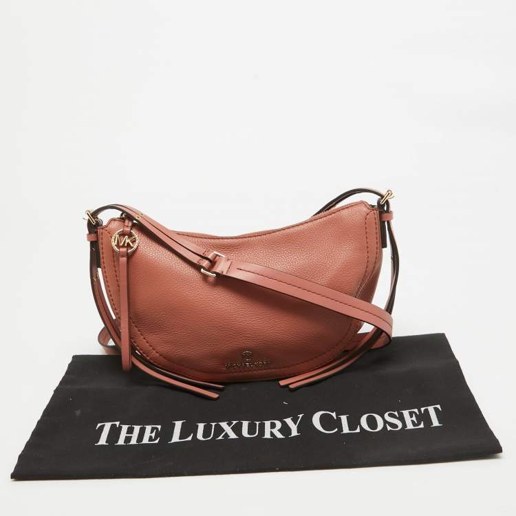 Pre Owned Michael Kors Sunset Peach Leather Camden Crossbody Bag