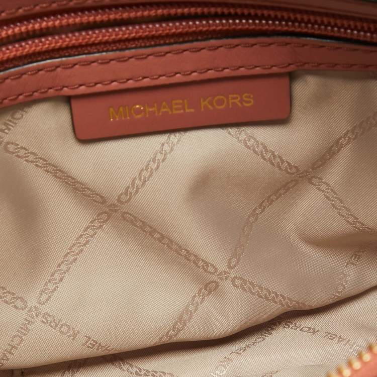 Pre Owned Michael Kors Sunset Peach Leather Camden Crossbody Bag