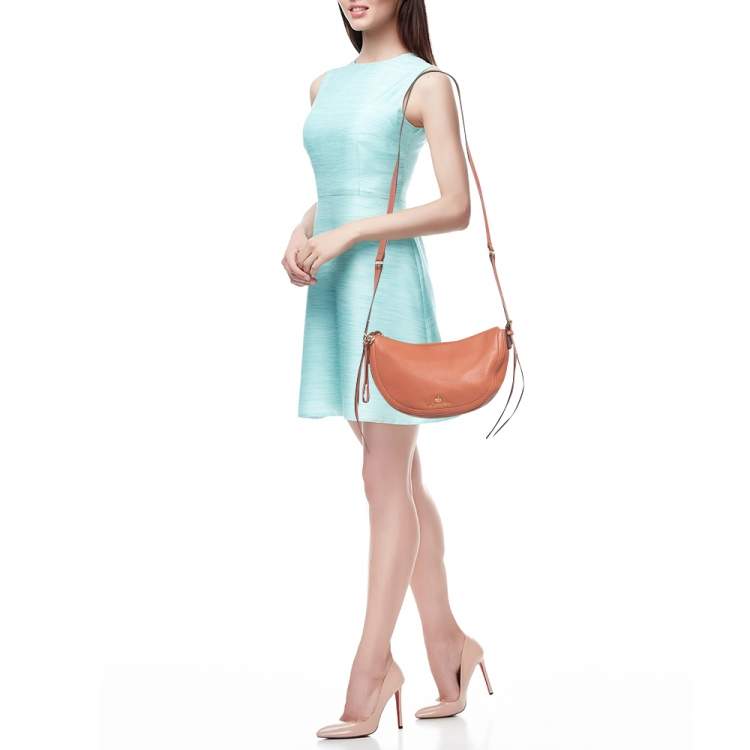 Pre Owned Michael Kors Sunset Peach Leather Camden Crossbody Bag