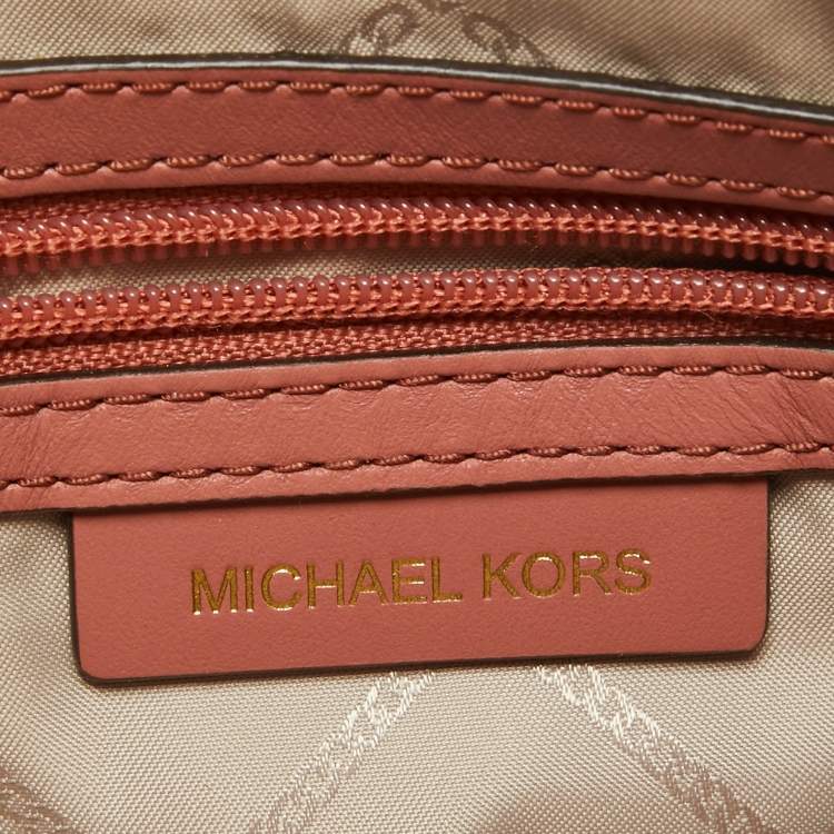 Pre Owned Michael Kors Sunset Peach Leather Camden Crossbody Bag