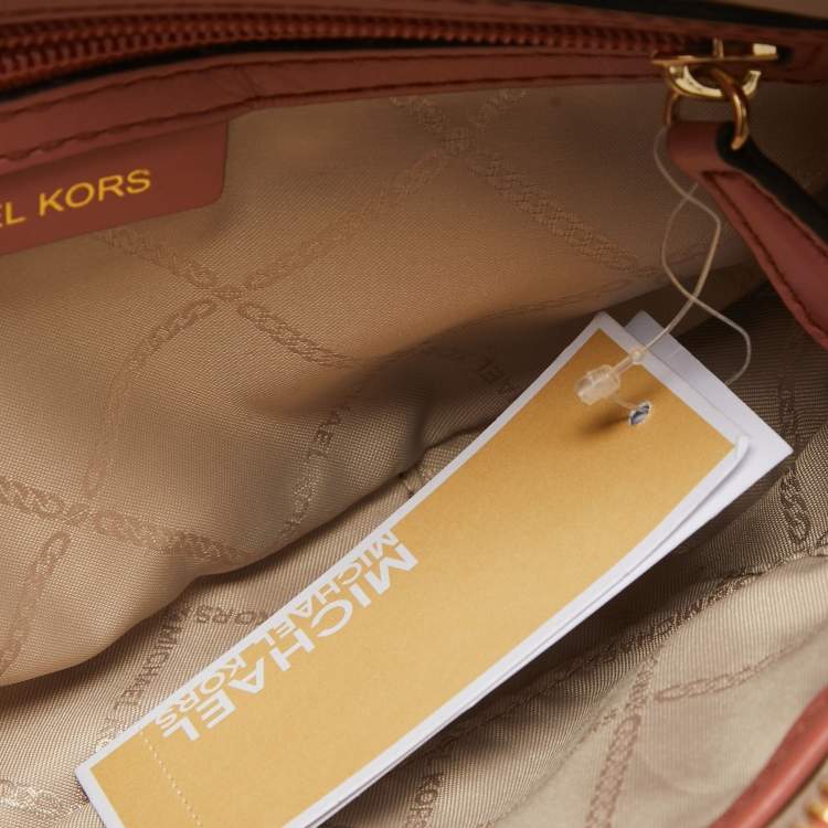 Pre Owned Michael Kors Sunset Peach Leather Camden Crossbody Bag