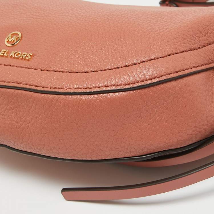 Pre Owned Michael Kors Sunset Peach Leather Camden Crossbody Bag