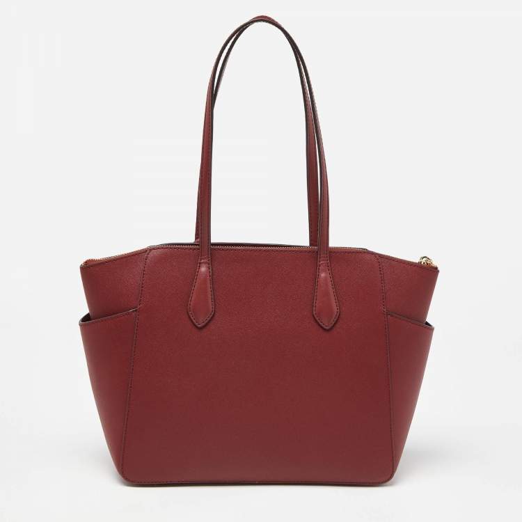 Pre Owned Michael Kors Red Leather Medium Marilyn Tote