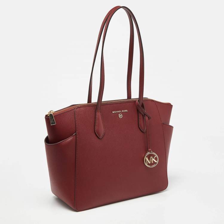 Pre Owned Michael Kors Red Leather Medium Marilyn Tote
