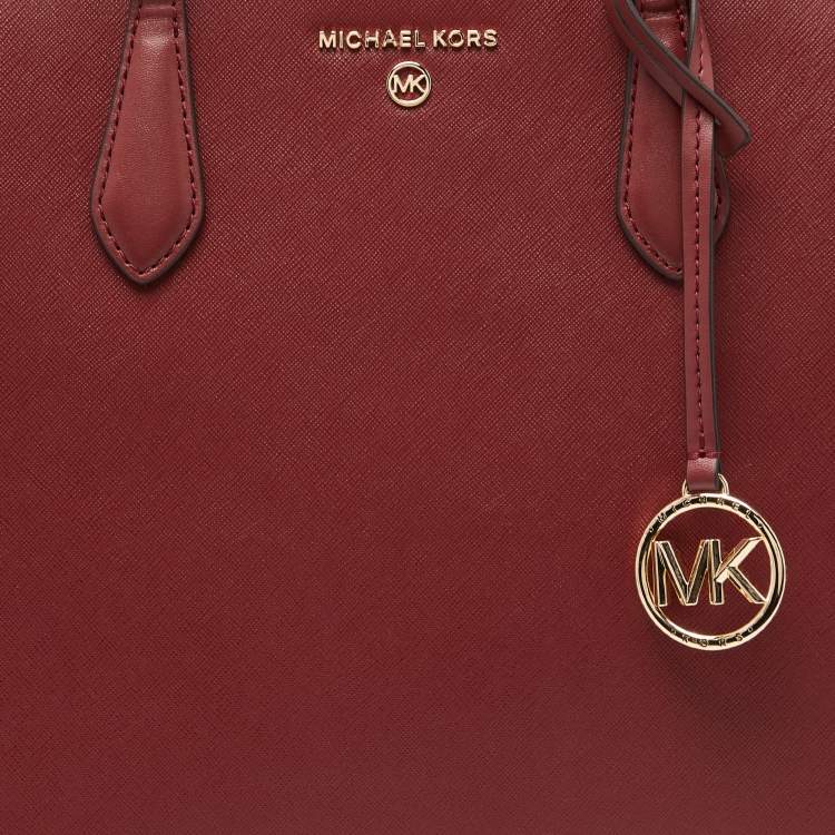 Pre Owned Michael Kors Red Leather Medium Marilyn Tote