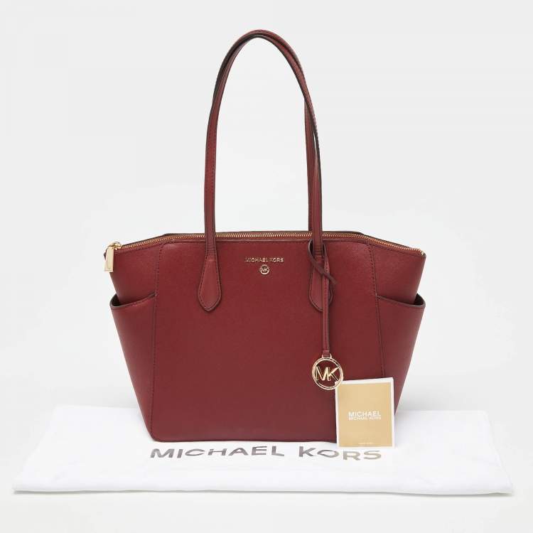 Pre Owned Michael Kors Red Leather Medium Marilyn Tote