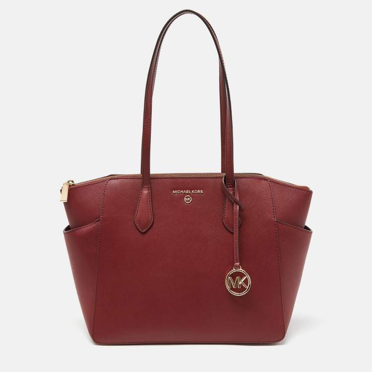 Pre Owned Michael Kors Red Leather Medium Marilyn Tote