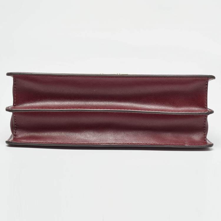 Pre Owned Michael Kors Burgundy Signature Coated Canvas Medium Johara Top Handle Bag