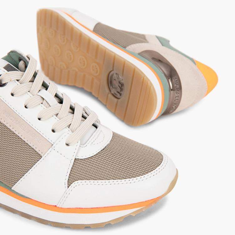 Pre Owned Michael Kors Beige Leather and Mesh Billie Trainer Sneakers Size EU 37