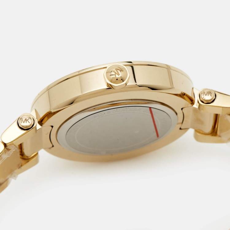 Pre Owned Michael Kors Champagne Gold Plated Stainless Steel Parker MK6659 Women's Wristwatch 39 mm