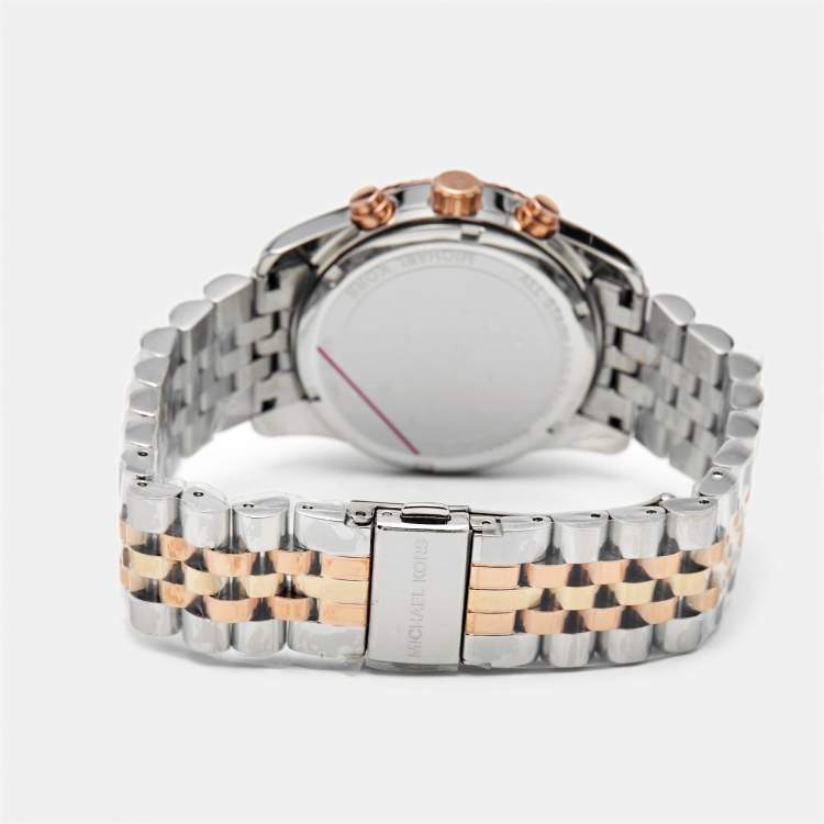 Pre Owned Michael Kors Lexington MK5735 Silver Dial Three-Tone Stainless Steel Women's Wristwatch 38 mm