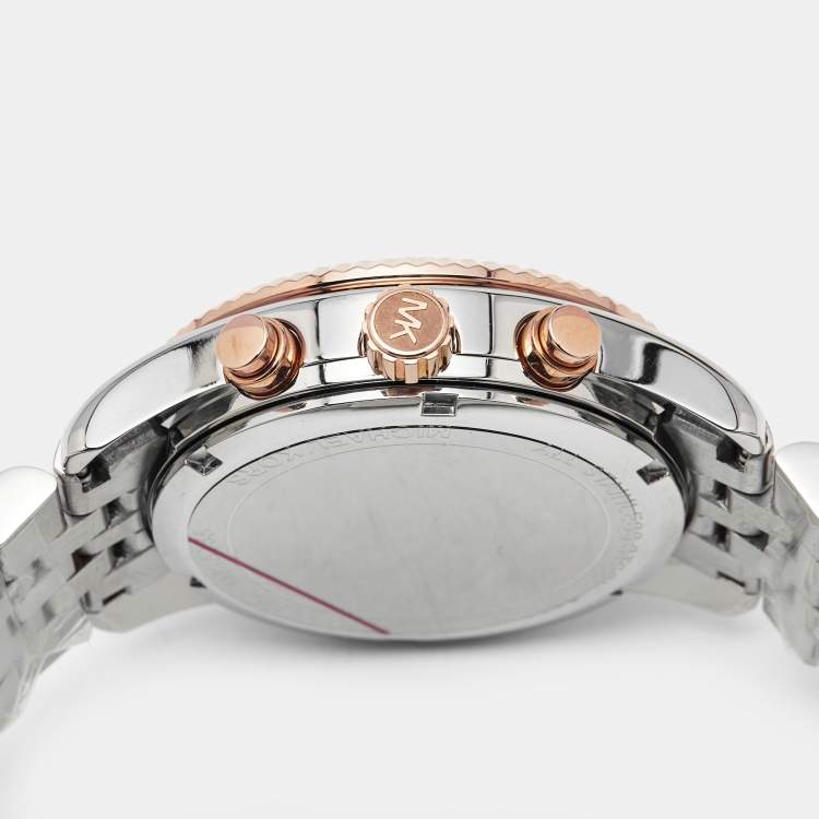 Pre Owned Michael Kors Lexington MK5735 Silver Dial Three-Tone Stainless Steel Women's Wristwatch 38 mm