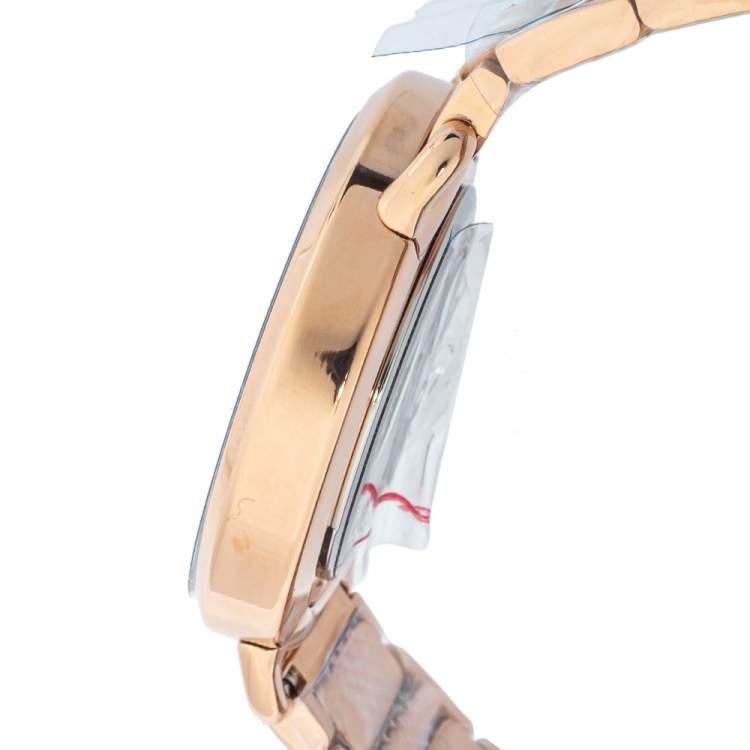 Pre Owned Michael Kors Rose Gold Tone Stainless Steel Portia MK4468 Bracelet & Women's Wristwatch 37mm Set