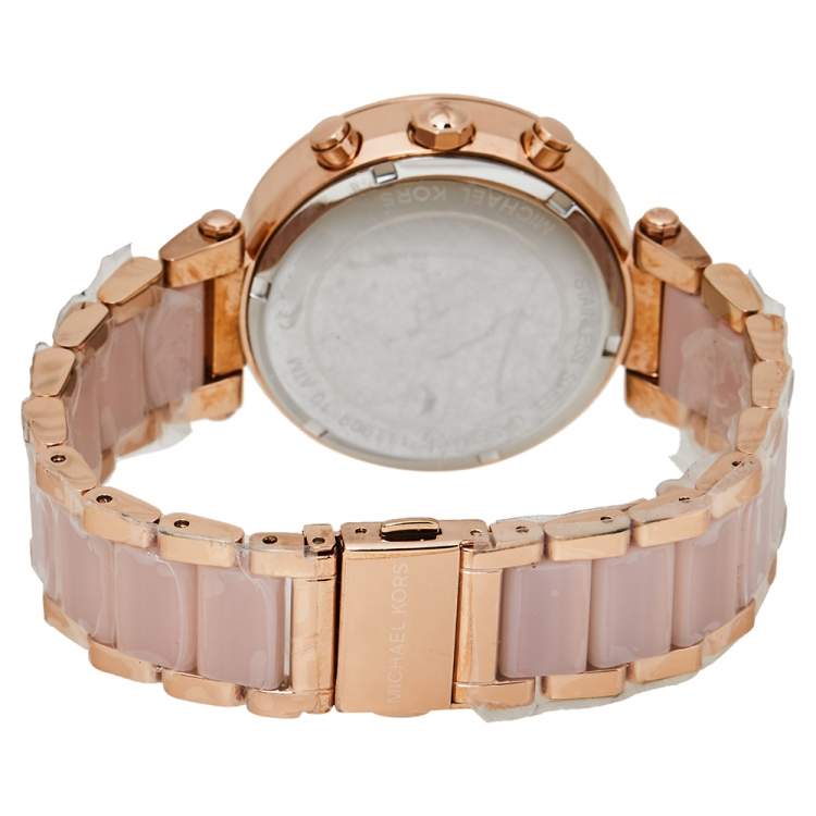 Pre Owned Michael Kors Rose Gold Tone Stainless Steel Parker MK5896 Women's Wristwatch 39 mm 