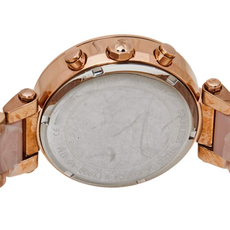 Pre Owned Michael Kors Rose Gold Tone Stainless Steel Parker MK5896 Women's Wristwatch 39 mm 