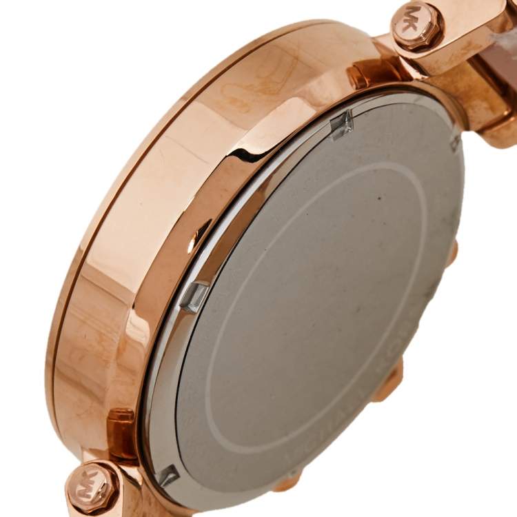 Pre Owned Michael Kors Rose Gold Tone Stainless Steel Parker MK5896 Women's Wristwatch 39 mm 