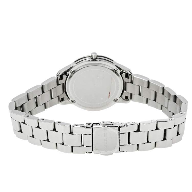 Pre Owned Michael Kors Silver Stainless Steel Runway MK6610 Women's Wristwatch 28 mm