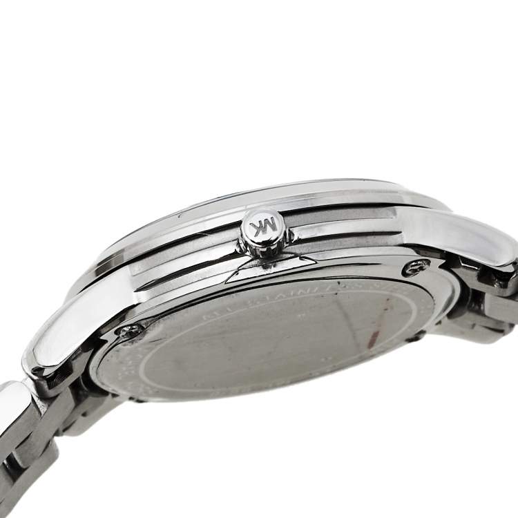 Pre Owned Michael Kors Silver Stainless Steel Runway MK6610 Women's Wristwatch 28 mm