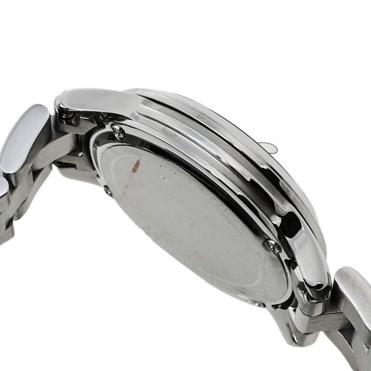 Pre Owned Michael Kors Silver Stainless Steel Runway MK6610 Women's Wristwatch 28 mm