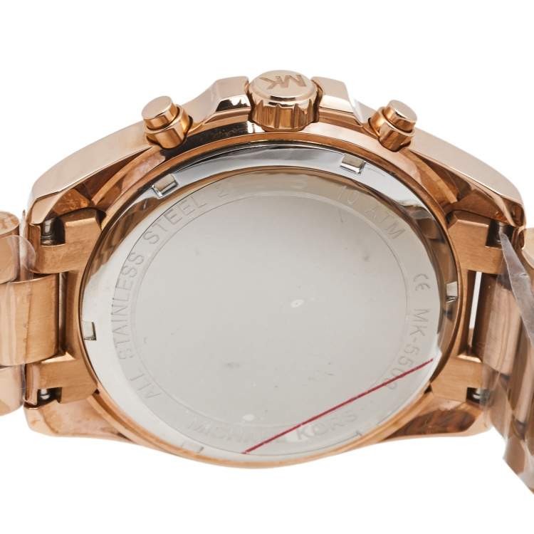 Pre Owned Michael Kors Champagne Rose Gold Plated Stainless Steel Bradshaw MK-5503 Women's Wristwatch 43 mm