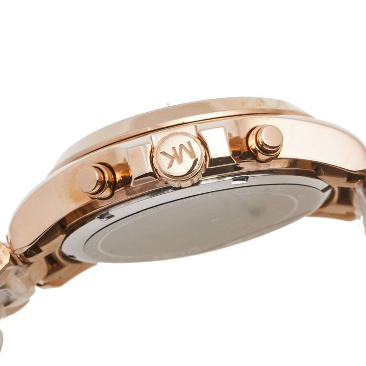 Pre Owned Michael Kors Champagne Rose Gold Plated Stainless Steel Bradshaw MK-5503 Women's Wristwatch 43 mm