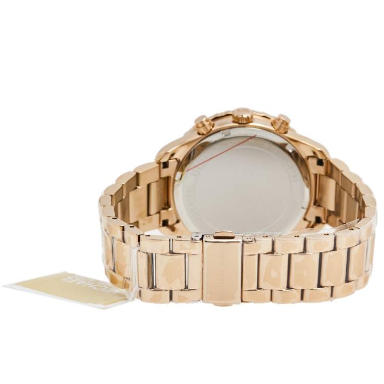 Pre Owned Michael Kors Silver Rose Gold Plated Stainless Steel MK-6791 Women's Wristwatch 42 mm