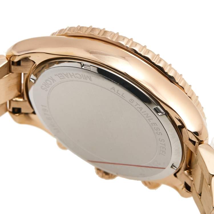 Pre Owned Michael Kors Silver Rose Gold Plated Stainless Steel MK-6791 Women's Wristwatch 42 mm