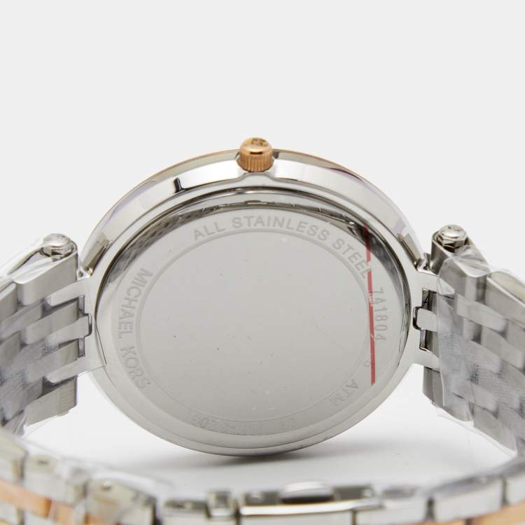 Pre Owned Michael Kors Silver Two Tone Stainless Steel Darci MK3202 Women's Wristwatch 39 mm