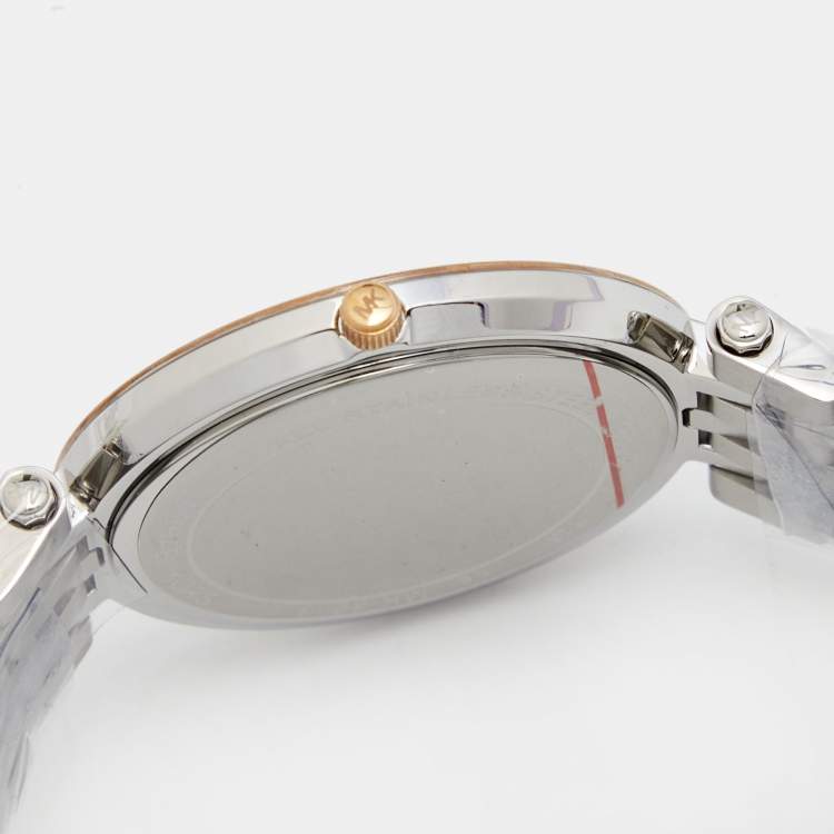 Pre Owned Michael Kors Silver Two Tone Stainless Steel Darci MK3202 Women's Wristwatch 39 mm