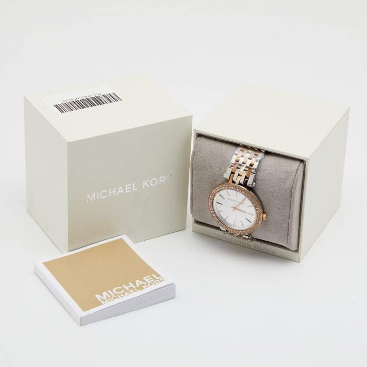 Pre Owned Michael Kors Silver Two Tone Stainless Steel Darci MK3202 Women's Wristwatch 39 mm