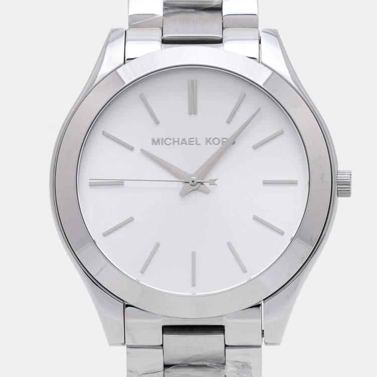 Pre Owned Michael Kors Silver Stainless Steel Runway MK3178  Women's Wristwatch 42 mm