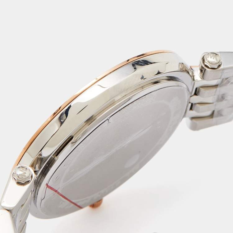 Pre Owned Michael Kors Silver Three Tone Stainless Steel Darci Pavé MK3203 Women's Wristwatch 39 mm