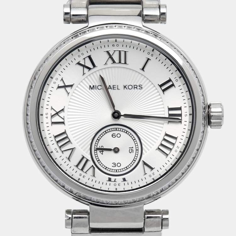 Pre Owned Michael Kors Silver Stainless Steel Skylar MK5866 Women's Wristwatch 40 mm