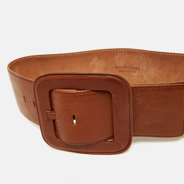 Pre Owned Michael Kors Brown Leather Wide Waist Belt XS