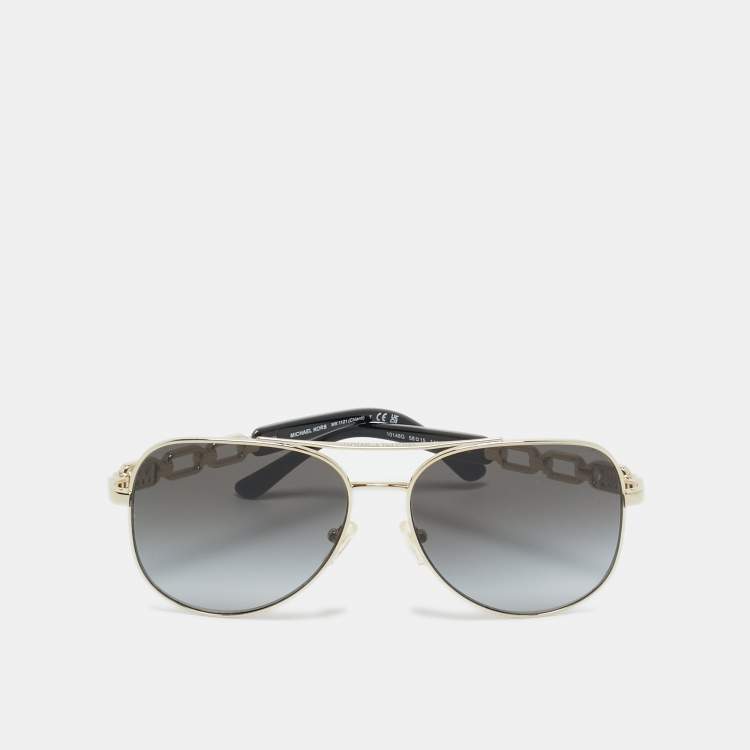 Pre Owned Michael Kors Black/Gold Tone MK 1121 Chianti Aviator Sunglasses