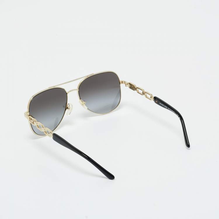 Pre Owned Michael Kors Black/Gold Tone MK 1121 Chianti Aviator Sunglasses
