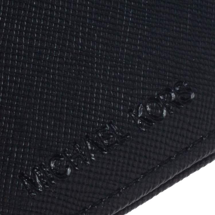 Pre Owned Michael Kors Black Perforated Signature Patent Leather Passport Holder
