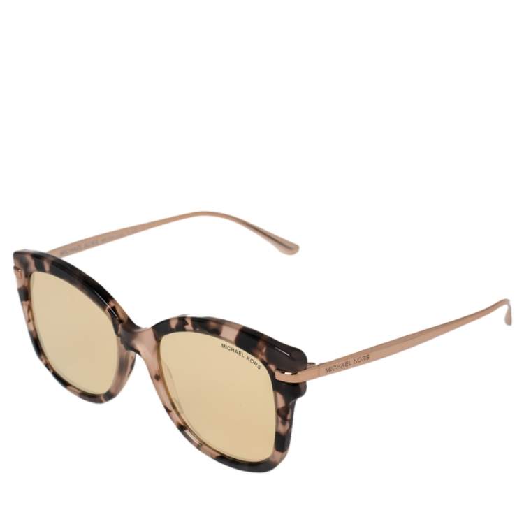 Pre Owned Michael Kors Pink Havana/ Gold Mirrored MK 2047 Lia Sunglasses