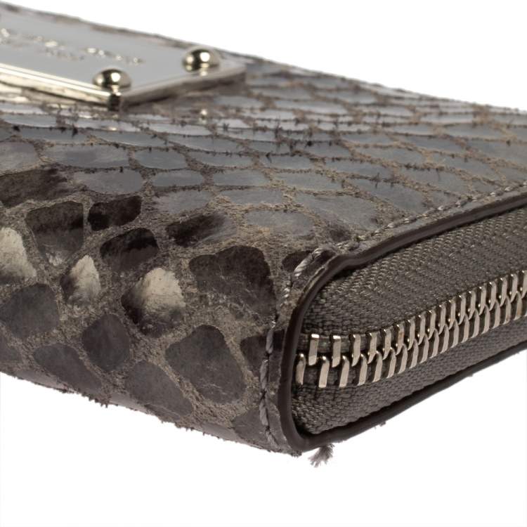 Pre Owned Michael Kors Grey Python Embossed Leather Multi Function Wristlet Phone Case