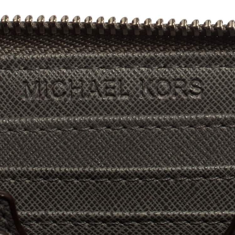 Pre Owned Michael Kors Grey Python Embossed Leather Multi Function Wristlet Phone Case