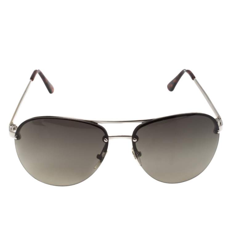 Pre Owned MICHAEL Micheal Kors Silver Tone/ Green Kai M2068S Aviator Sunglasses