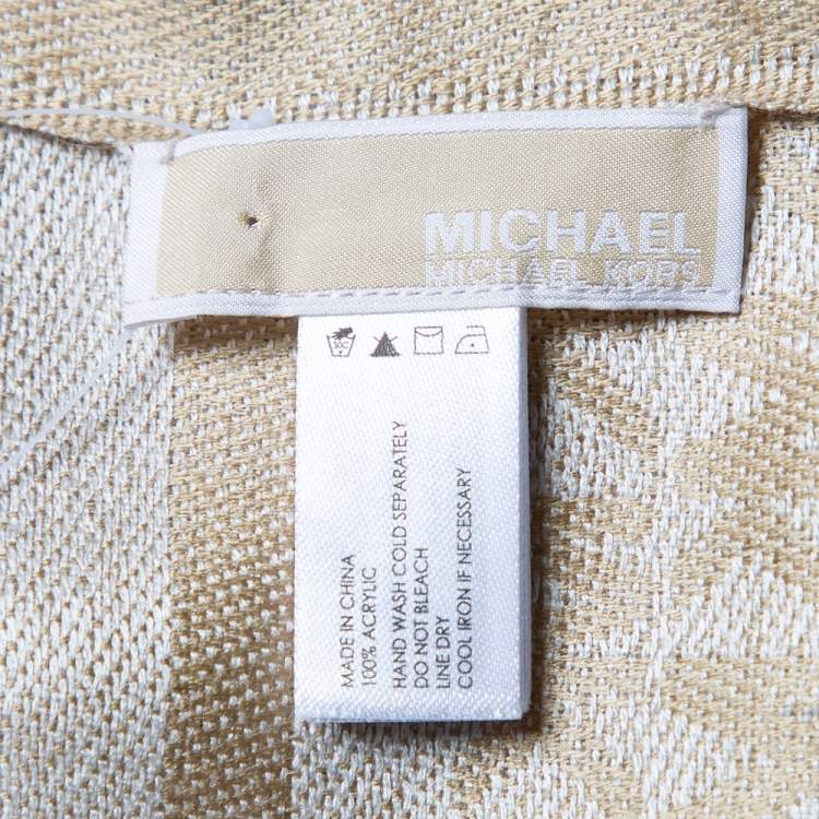 Pre Owned Michael Kors Beige Logo Jacquard Shawl