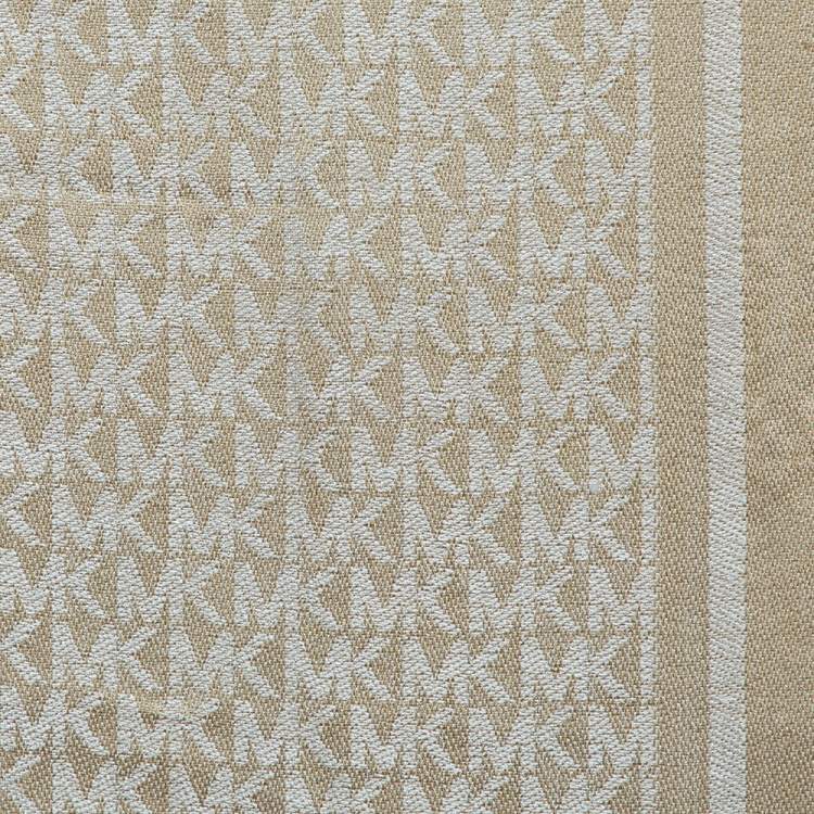 Pre Owned Michael Kors Beige Logo Jacquard Shawl